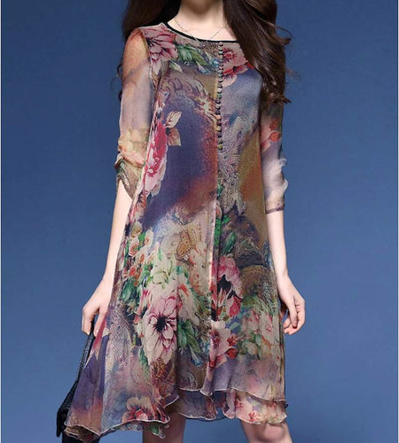 Womens Quarter Sleeve Floral Dress